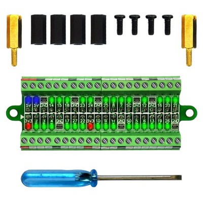 Raspberry Pi GPIO Breakout Board Module with Status LEDs & Terminal Block