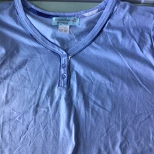 Amanda Paige Women's Floral Long Sleeve House Coat Snap Button Size 1X Blue