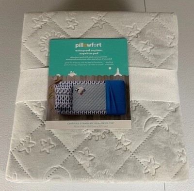 Pillowfort Absorbent Waterproof Anywhere Pad w/Plush Cover 30'' x 54'' Light Gray
