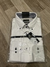 BNIP NEXT Signature Mens Slim White Egyptian Cotton Formal Shirt 15.5  Collar