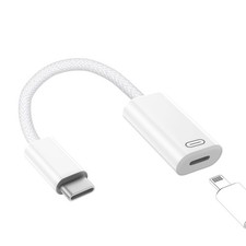 TechMatte Female Lightning to Male USB C Adapter Cable Audio 1 PCS, White