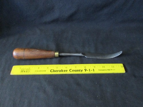 Unknown Antique O.H. Pelke Long Bent Serrated Tool ~ Wood or Leather Working ?