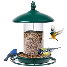 Bird Feeders for Outdoors - Metal Roof Chew Proof, 360   Feeding Perch - Wild...