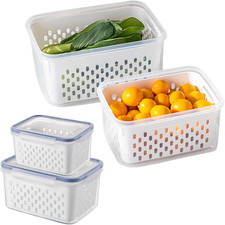 2 Pack Fruit Storage Containers for Fridge, Stackable Food Storage Containers...