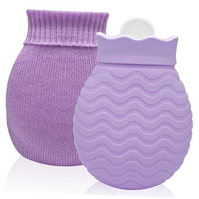 #ad Purple 320ml Hot Water Bottle with Smooth Cover Mini Hot Water Bag for Pain $25.32