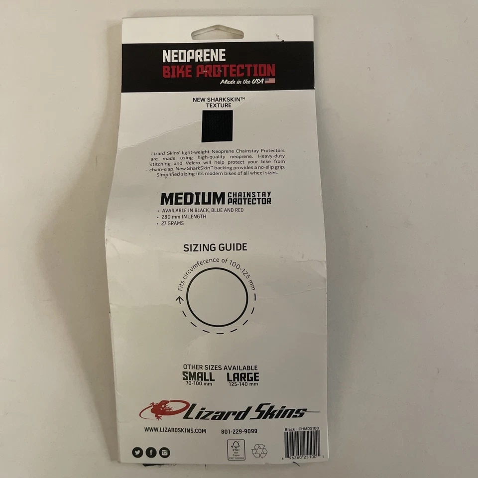 Chainstay Guard 蜥蜴皮肤中号黑色 100-125x 280 毫米长 — 第 4/4 张图片