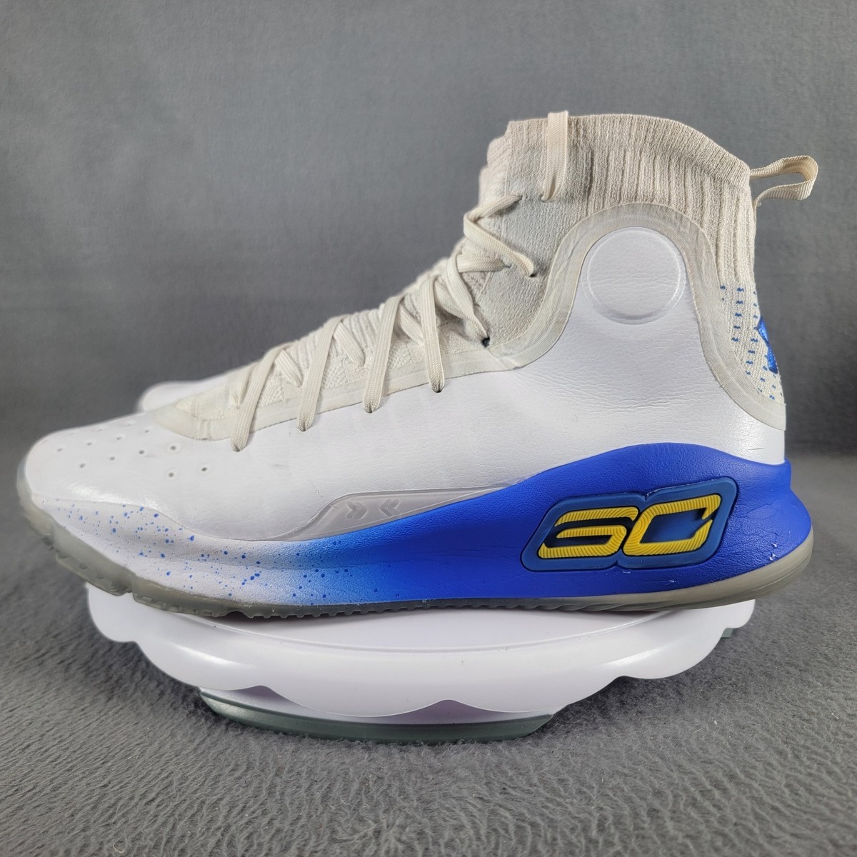 Size 12 Under Armour Curry More Dubs White/Blue Basketball