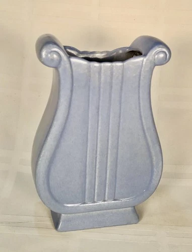 Red Wing Pottery Lyre VASE 1049 Pale Blue 8" Matte Glaze Footed