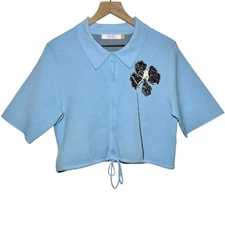 PH5 Women’s Orca Algae Polo Shirt in Blue Black Size Large