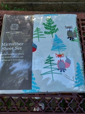 New Home Expressions Microfiber Queen Set Fox Forest Sheets Pillowcases