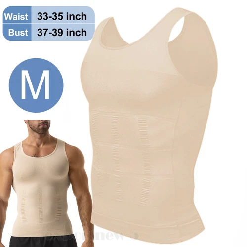 Mens Body Shaper Belly Chest Compression Slimming Shirt Tank Top Abs Girdle Vest - Picture 39 of 56