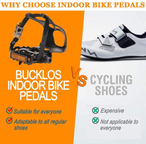 BUCKLOS PD-B328T Toe Clip Cage Pedals Straps 9/16" for MTB Bike Outdoor Indoor - Picture 2 of 12