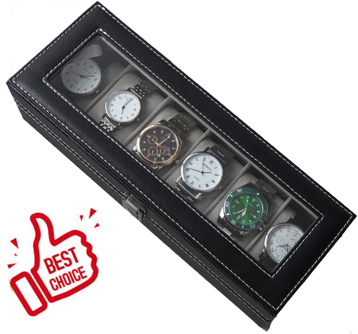 Watch Box Case Organizer Slots Watches Holder Jewelry Storage - Main Image