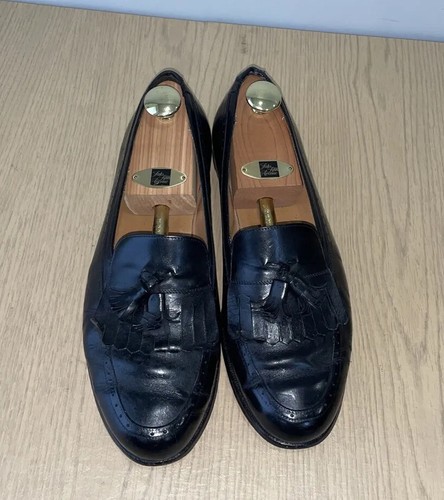 MOCASSINI VINTAGE SALVATORE FERRAGAMO NAPPA PELLE NERA Tg 10D MADE IN ITALY - Foto 3 di 16