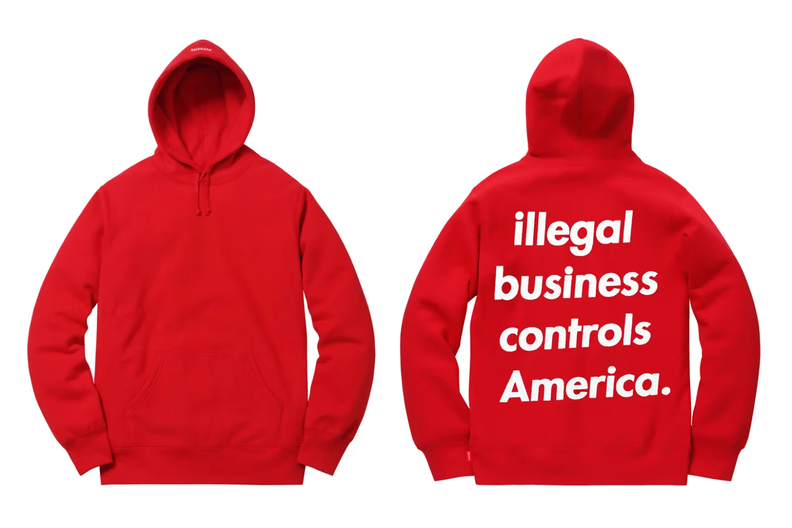 Sweat à capuche Supreme Illegal Business Controls America, taille Petite, rouge 