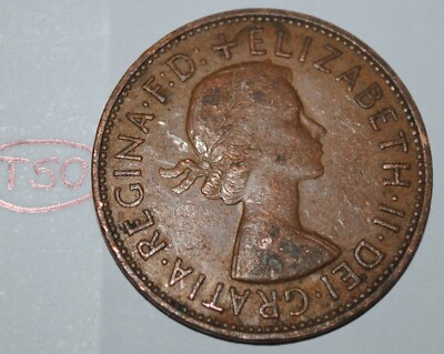 1966 Great Britain 1 Penny Elizabeth II UK Coin KM# 897 Lot #T50