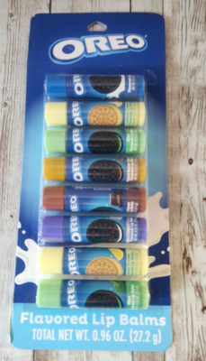 OREO 8 Flavored Lip Balms .96oz Lemon Mint Peanut Butter Birthday Cake Chocolat
