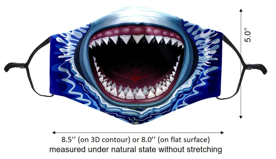 Акула открытый рот зубы лицо маска костюм фильтр многоразовый моды - Изображение 2 из 4