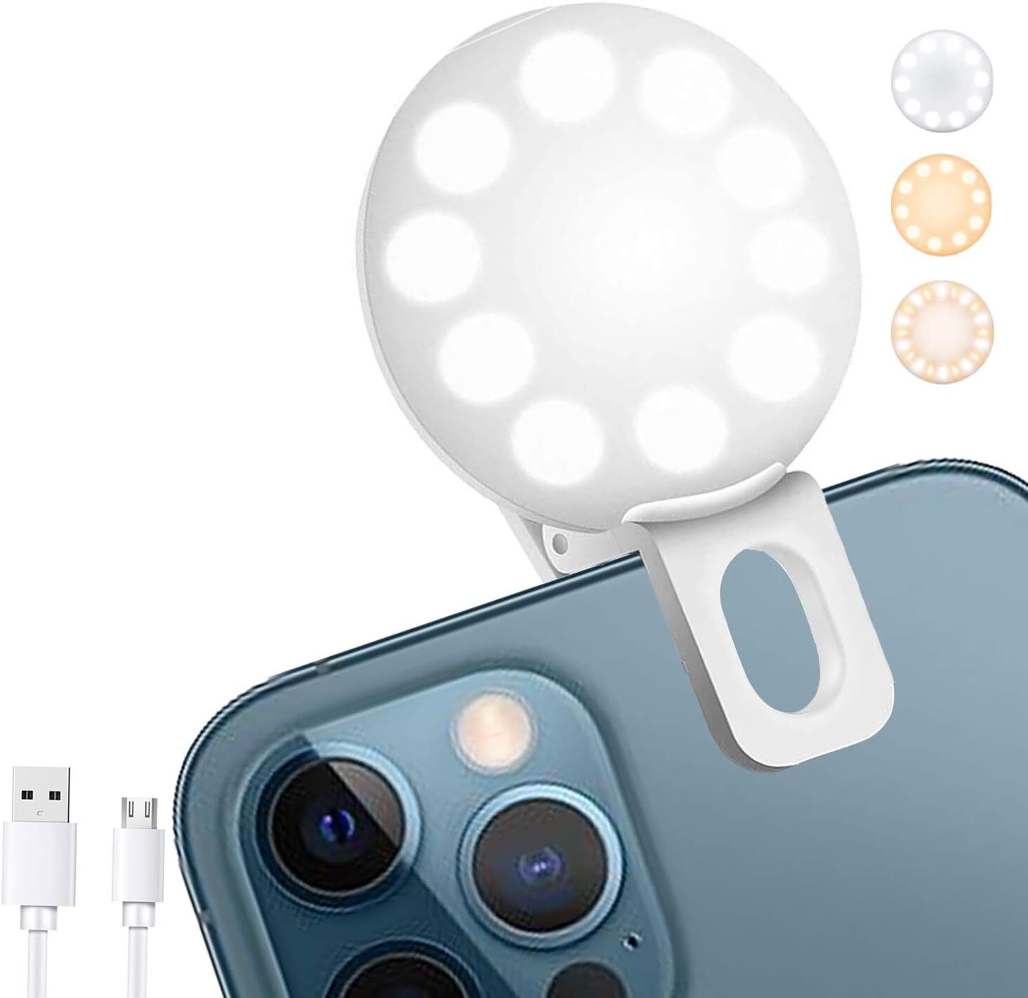 Mini Ring Light Small Clip On Ring Light Portable LED Light for Phone 3 Level-image