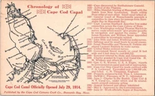 Chronology of Cape Cod Canal opened July 19, 1914 Postcard