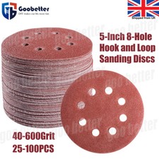 5 Inch 8 Hole Sanding Discs Hook & Loop Sandpaper Orbital Sander 40 to 600 Grit 