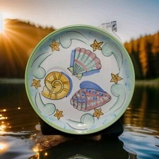 "Plato de bocadillo Bella Ceramica DELRAY náutico concha de estrella de mar 10,5"" nuevo con etiquetas"