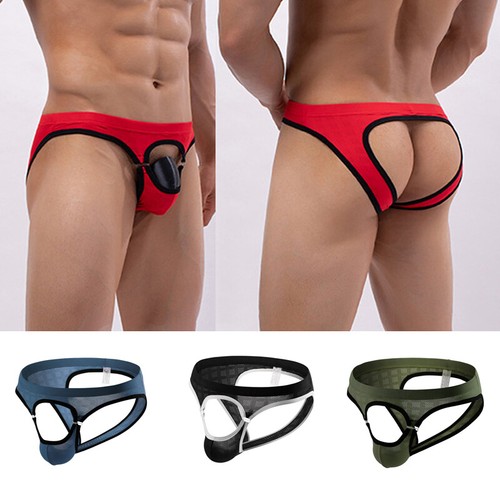 Sissy Mens Bikini Briefs Thong Open Butt Jockstrap Sexy Underwear Briefs GAY Hot