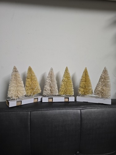 Nwt Target 6pc 6" Sisal Bottle Gold Ivory Christmas Tree Set