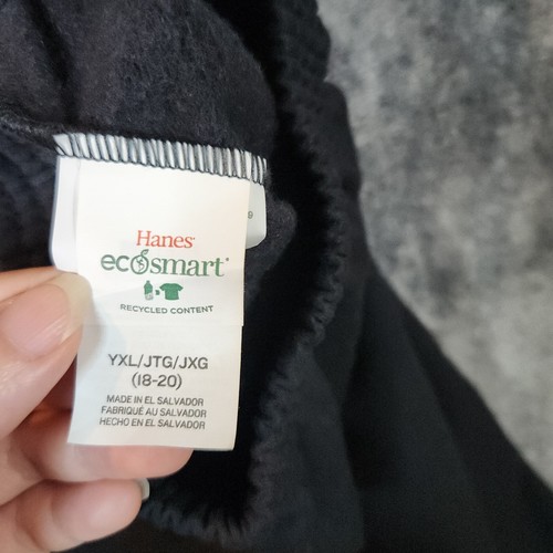 Hanes EcoSmart Black Sweatpants YXL (18-20) Joggers Pockets EUC Cotton Poly - Picture 4 of 9