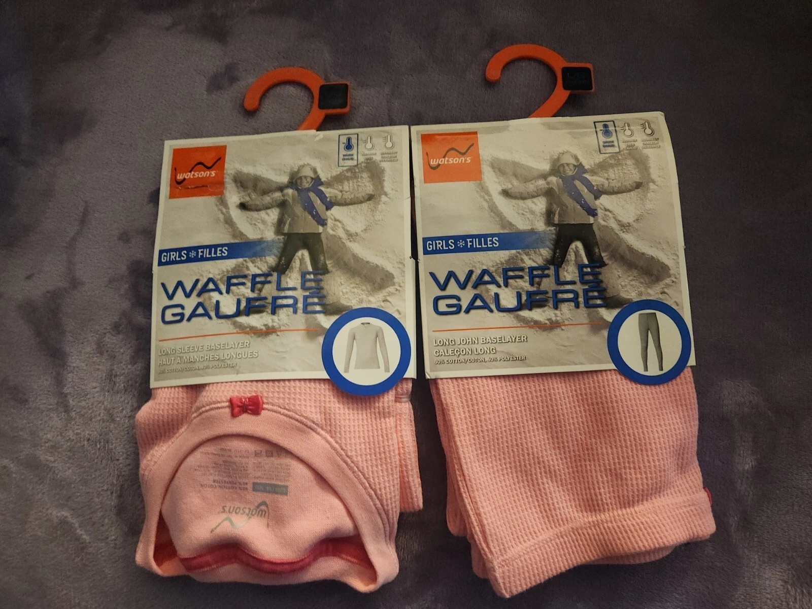 New! Watson's Performance Base Layer PINK Girl's Shirt Pants Large Waffle Gaufre