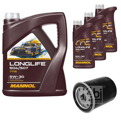 FEBI BILSTEIN Ölfilter 8L MANNOL Longlife 504/507 5W-30 für Nissan Note E11