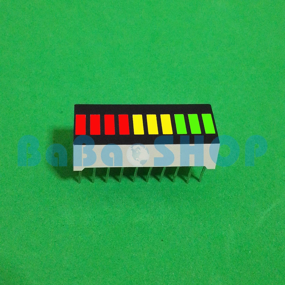 6pcs Tri-Color Fixed 10-Segments LED Bargraph GYR 3Green+3Yellow+4Red - Image 2 of 3