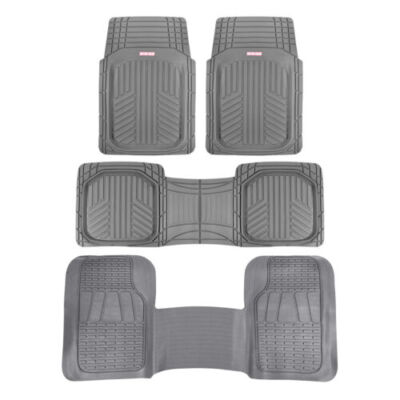 3-Row Waterproof TriFlex Rubber Floor Mats for Van SUVs w/ Rear Liner Gray