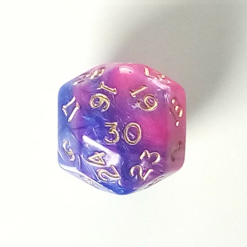 Toxic Poly D30 Dice 1 2 3 Set Pink Blue 30 Sided Die Dungeons Dragons