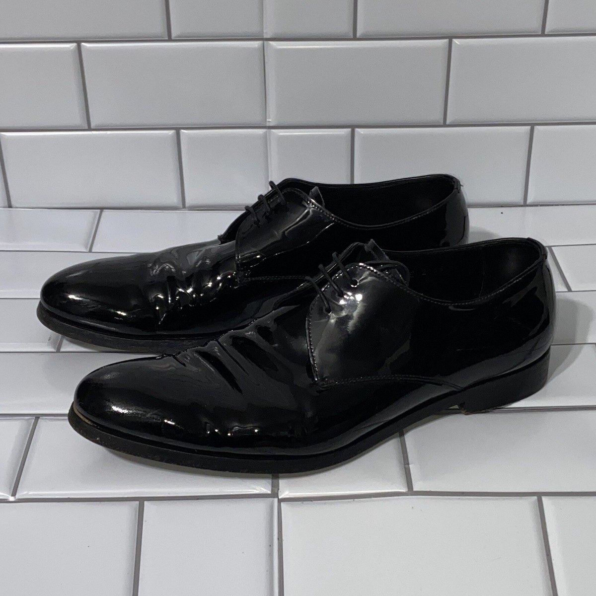 Prada Men’s Patent Leather Derby Dress Shoes UK 9 US 10 Black Formal Oxford Prada Men main image 2