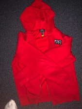 Vintage 90s Polo Ralph Lauren Graphic Zip Up Hoodie Kids M Red Big Patch
