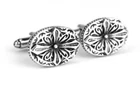 Gift Bag + Silver Tone Cuff Links Vintage Style Oval Pattern Cufflinks OVL04