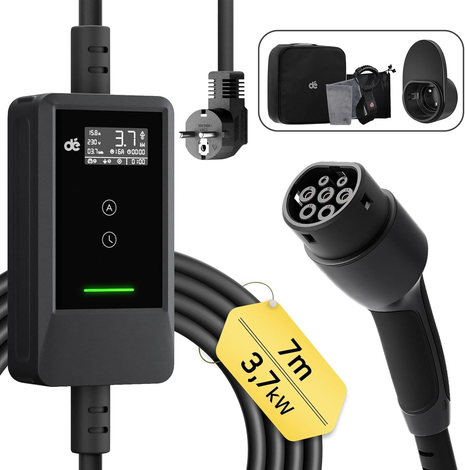 Chargeur voiture electrique 3,7kW avec cable de 7m pour recharge mobile