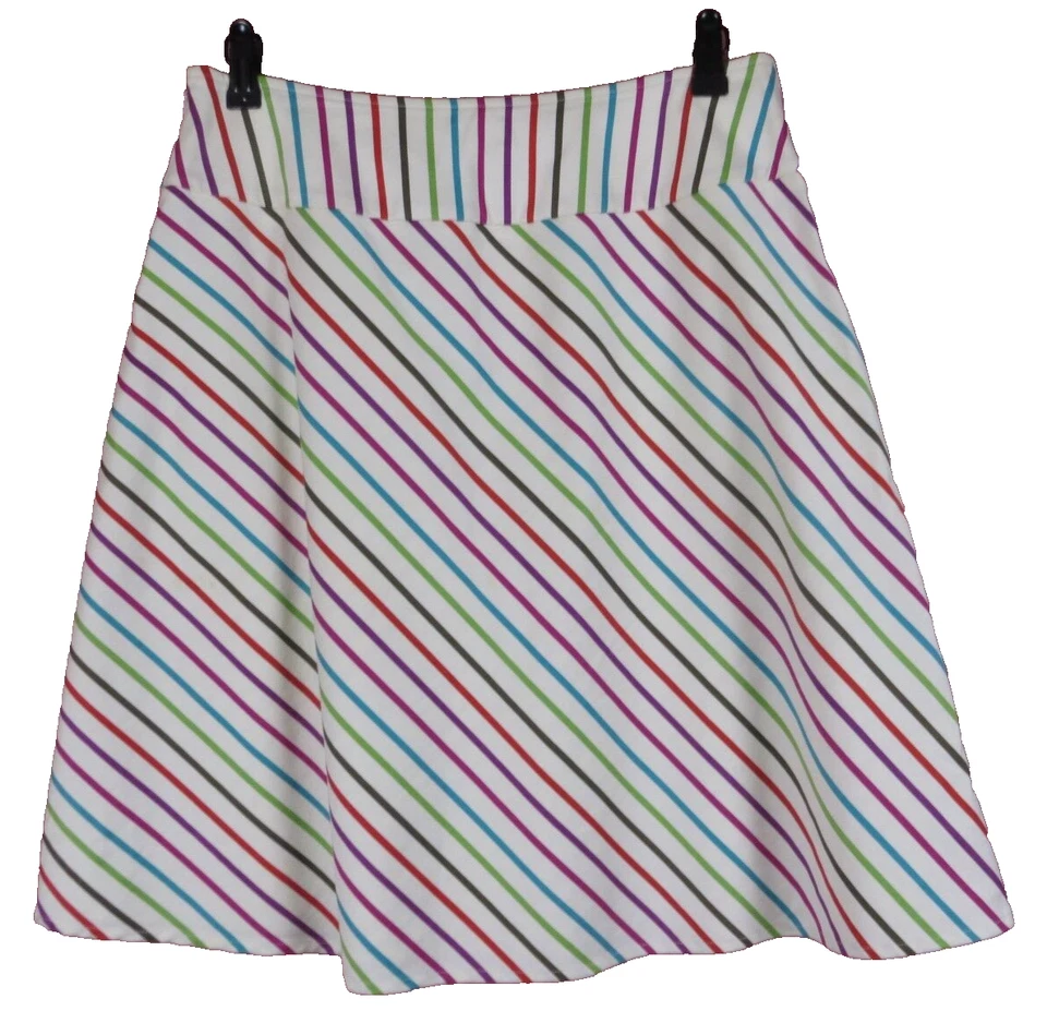 SK13432- CASLON Mujer Algodón Línea A Falda Multicolor Arco Iris Rayas Talla 6P Foto 2 de 4