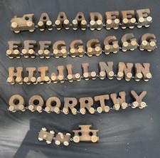 Vintage Wooden Train Set of 38 Piece Educable Alphabet Train Set
