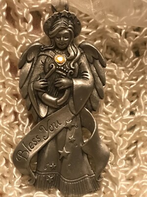 Pewter ''Bless You'' Angel 3'' Tall Keepsake Ornament Gloria Duchin Inc. 2009 EUC