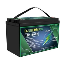 12V 150Ah Lithium Deep Cycle LiFePO4 Battery BMS for RV Marine Solar Off-grid