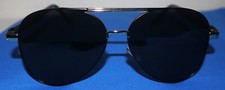 Trendy Black Metal Polarized Sunglasses Large Frame Double Bridges Unisex