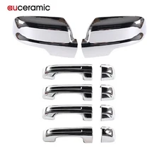 4 Door Handle Covers+Chrome Mirror Cover Caps For 2019-2024 Ram 1500