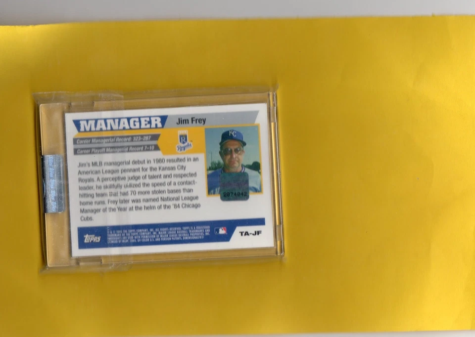 2005 TOPPS UNCIRCULATED CERTIFIED AUTO JIM FREY #TA-JF - Image 2 of 2