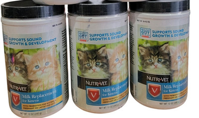 Nutrivet Kitten Milk Replacer Formula Newborn Cat Supplement Nursing Food 3 Pack