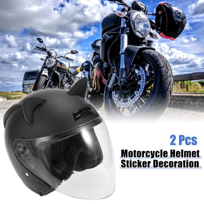 2 Stück Motorrad Katzenohren Stil Helmet Dekoration Zubehör Schwarz