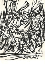 dz130 cartolina braccianti 1950,g.zigaina,caracas