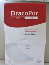 DRACOPOR Soft Weiß Wundverband 8x15 cm Steril, 5 Stück