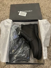 Rockport Men's Northfield Hydro-Shield Plain Toe Boot V75787 Black Size 9W NIB